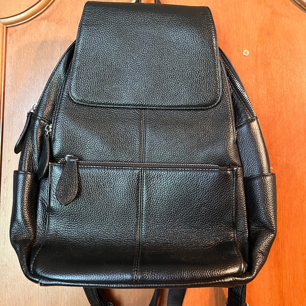 Faux Leather Black Backpack Purse Unbranded